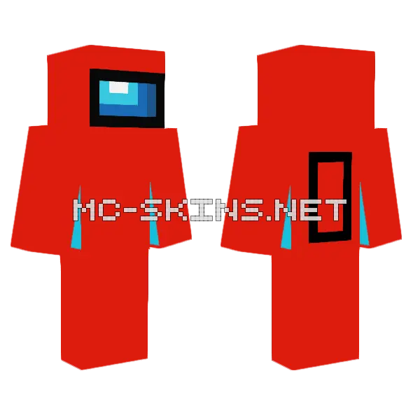 Among Us Red Minecraft skin, front and back