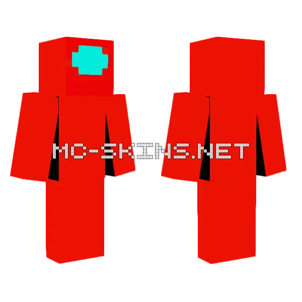 Among Us Red Minecraft skin, front and back