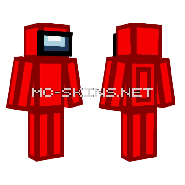 Among Us Red Minecraft skin, front and back