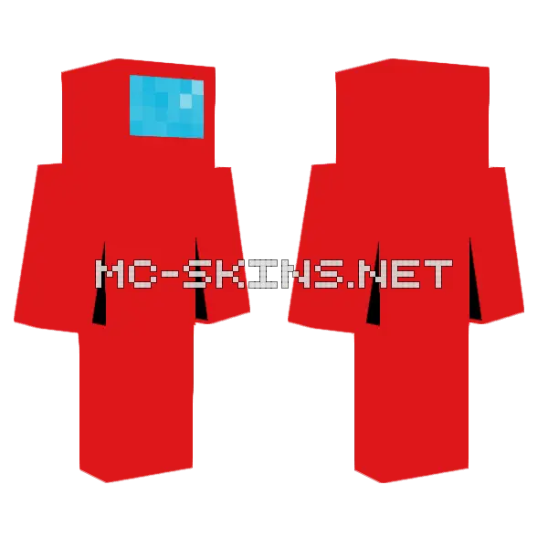 Among Us Red Sus Minecraft skin, front and back