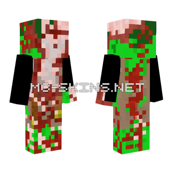 Among Us Show Lime Minecraft skin, front and back