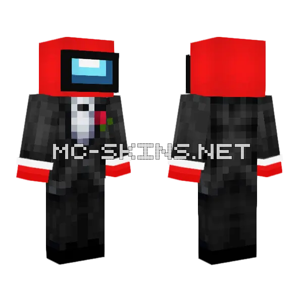 Among Us With Suit Minecraft skin, front and back