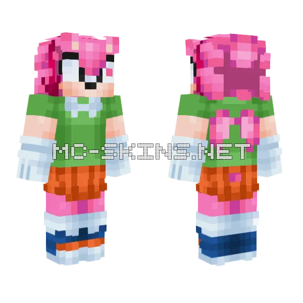 Amy Rose Classic Minecraft skin, front and back