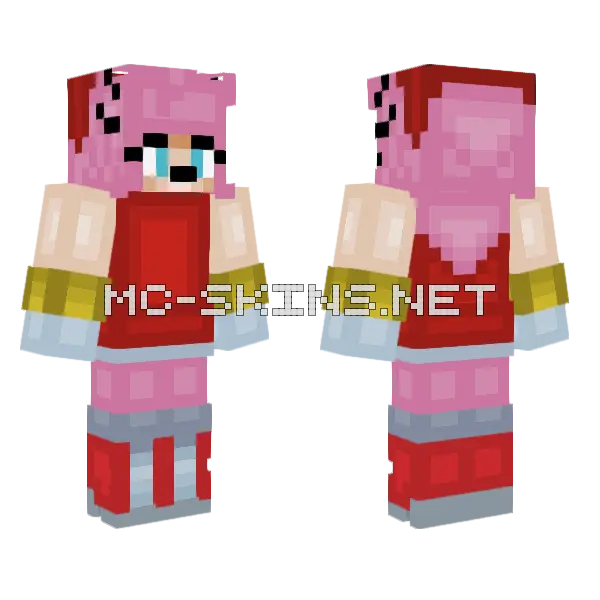 Amy Rosie of Amy Rose Minecraft skin, front and back