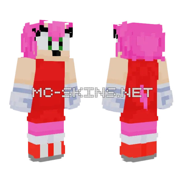 Amy Sonic Adventure Minecraft skin, front and back