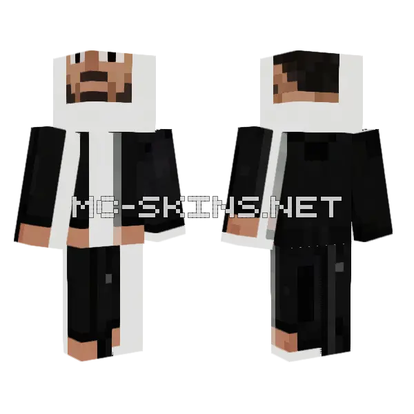 Anas Black Outfit Minecraft skin, front and back