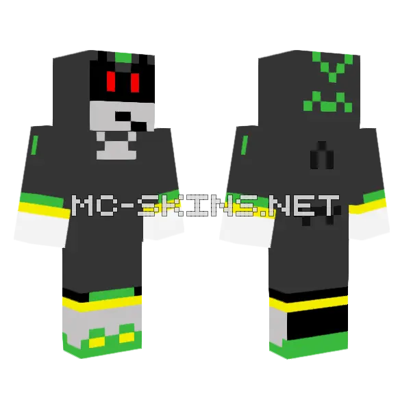 Android Shadow Green Minecraft skin, front and back