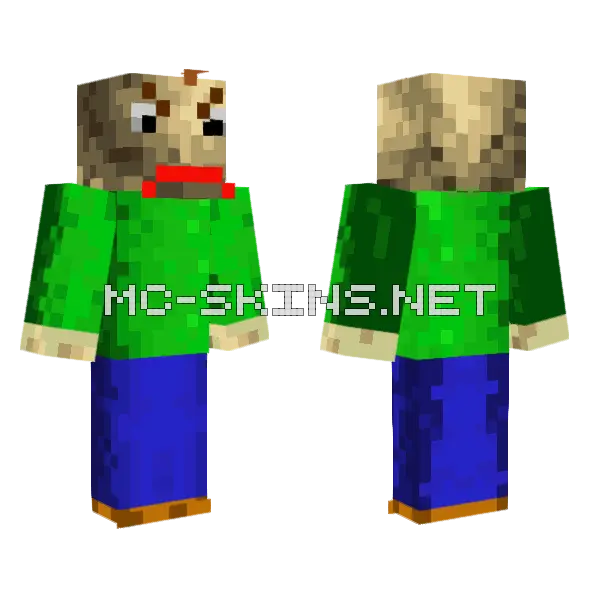 Angry Baldi Minecraft skin, front and back