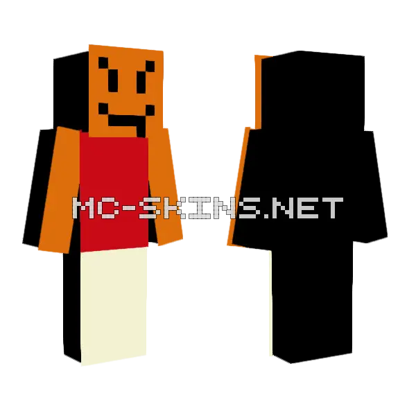 Angry Orange Face Minecraft skin, front and back