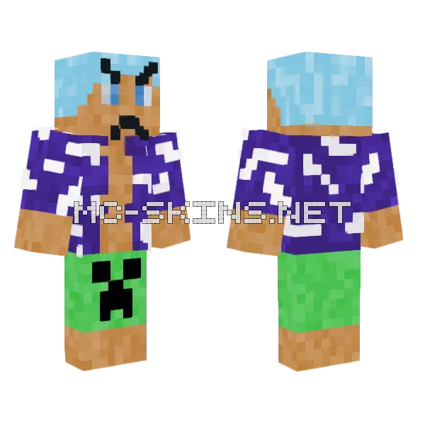 Angry Surfer Minecraft skin, front and back