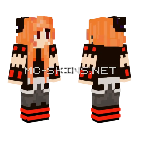 Animaded Nether Prinses Minecraft skin, front and back