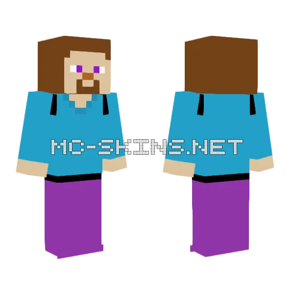 Animated Lego Steve Minecraft skin, front and back