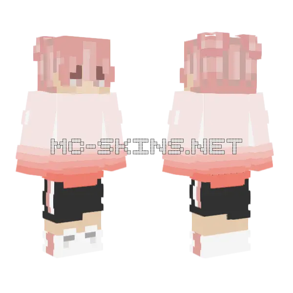 Anime Boy Pink Minecraft skin, front and back