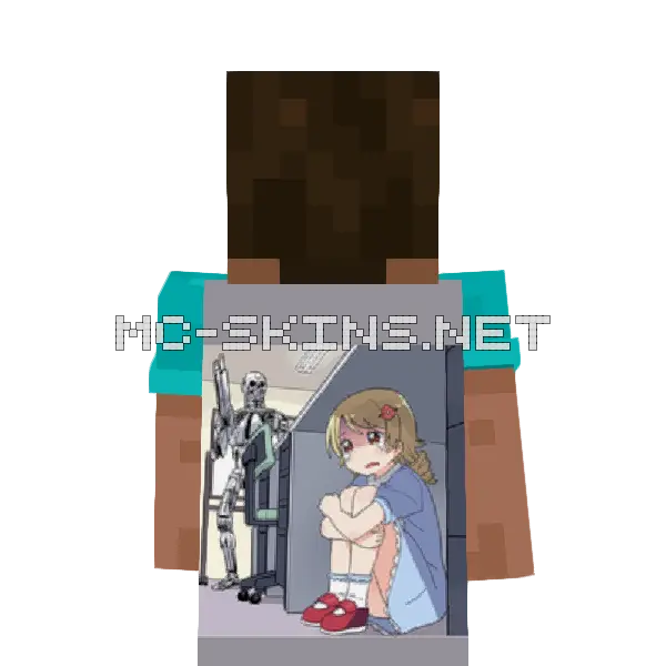 Anime Girl Hiding from Terminator cape, outside and lining