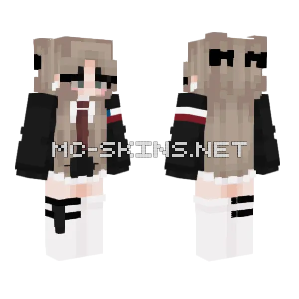 Anime Girl School Uniform Minecraft skin, front and back