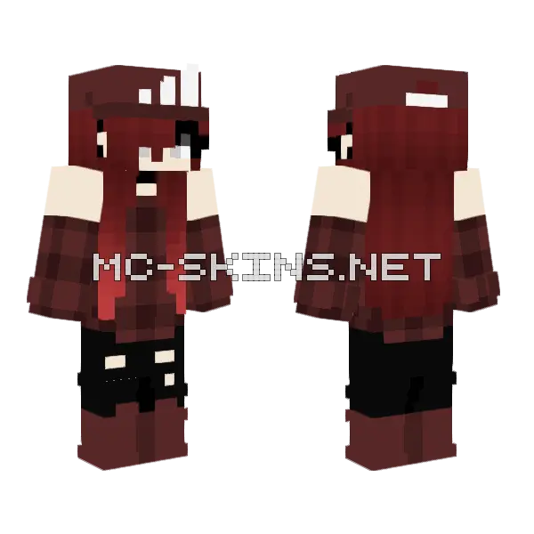 Ann Red Plaid Girl Minecraft skin, front and back