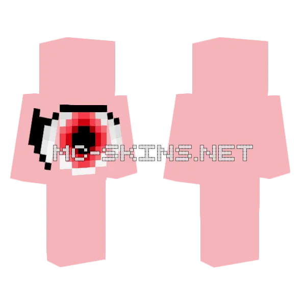 Announcement Red Eye Pixel Minecraft skin, front and back