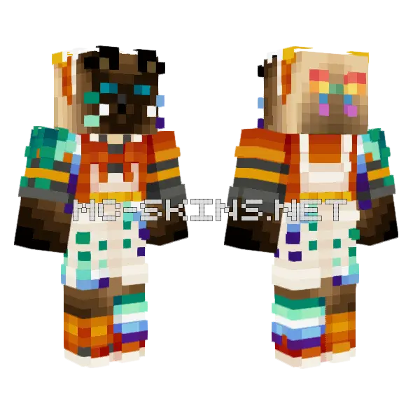 Antfrost Orange Ocelots Minecraft skin, front and back