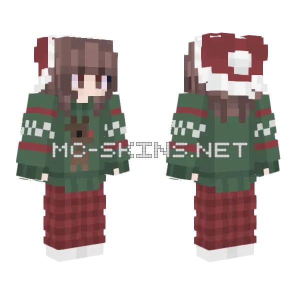 Anya Christmas Skin Minecraft skin, front and back