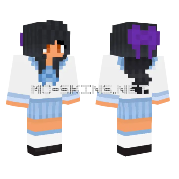 Aphmau PDH With Purple Bow Minecraft skin, front and back
