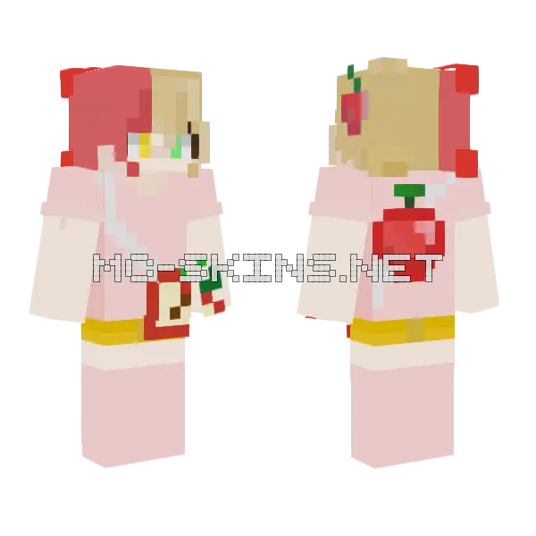 Applecore Cute Girl Minecraft skin, front and back