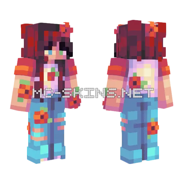 Apples and Poppies Minecraft skin, front and back