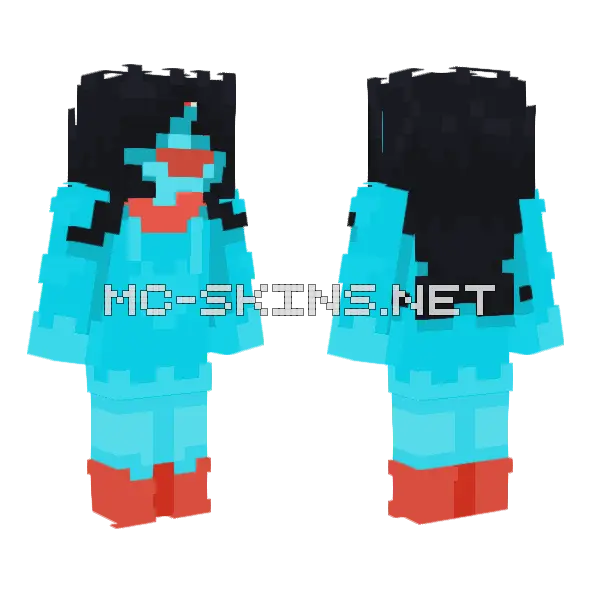 Aqua Deltarune, front and back