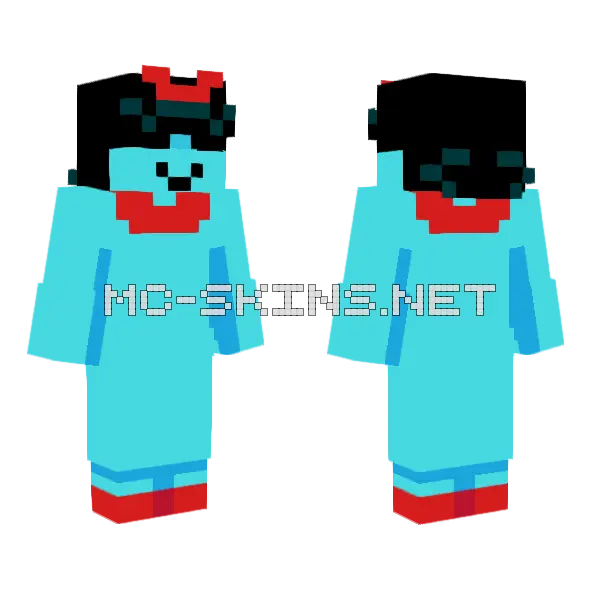 Aqua Deltarune Minecraft skin, front and back
