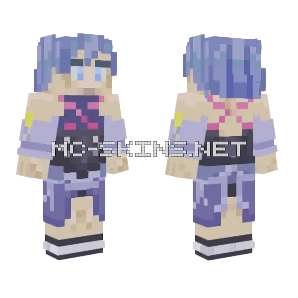 Aqua Girl Minecraft skin, front and back