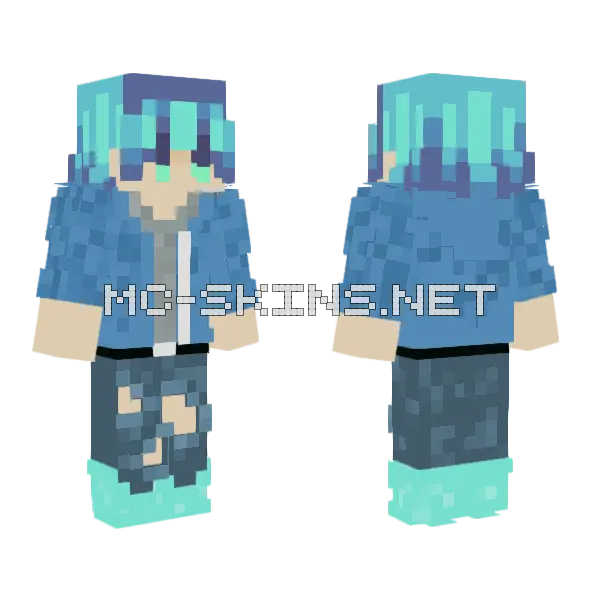 Aqua Hair Boy, front and back