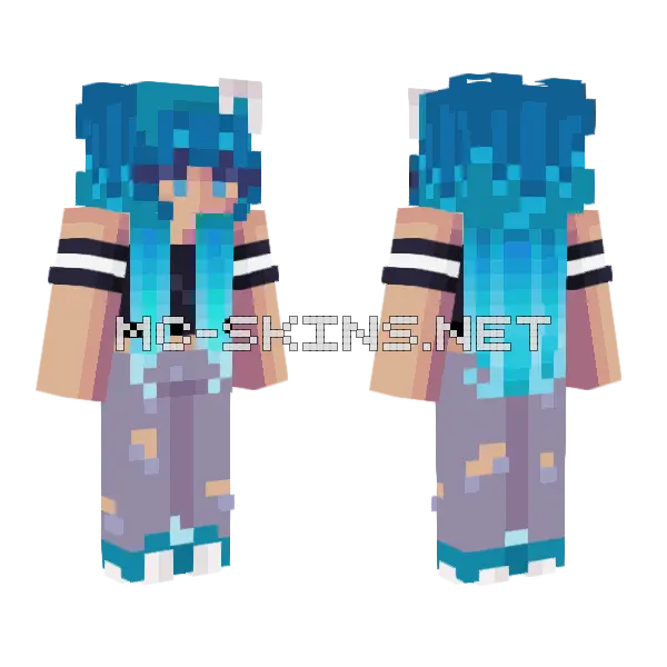 Aqua Hair Girl, front and back