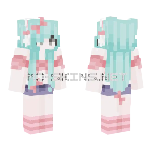 Aqua Hair Girl, front and back