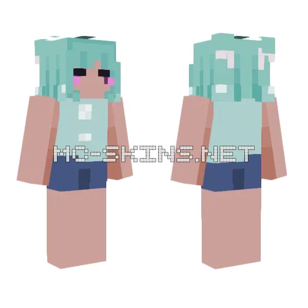 Aqua Nurse Outfit Minecraft skin, front and back