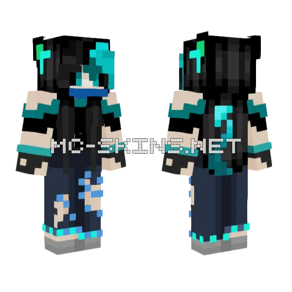 Aqua Villain Merla Minecraft skin, front and back