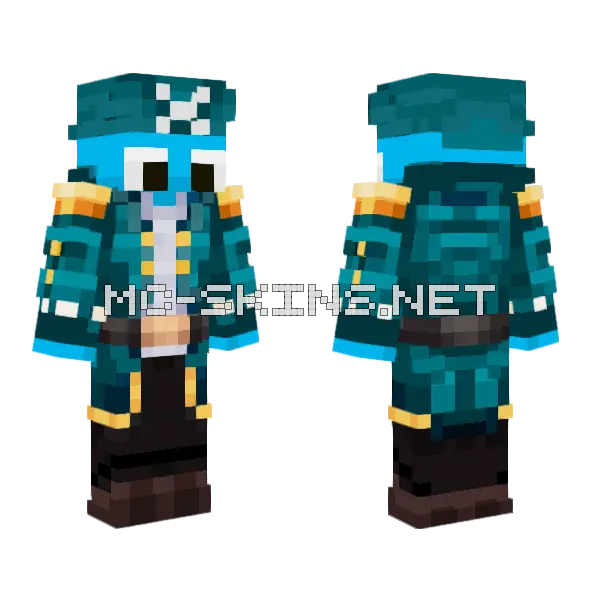 Aqualor Blue Outfit Minecraft skin, front and back