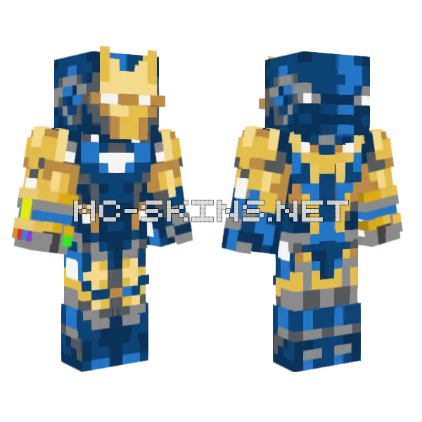 Aquatic Lego Infinity Gauntlet Minecraft skin, front and back