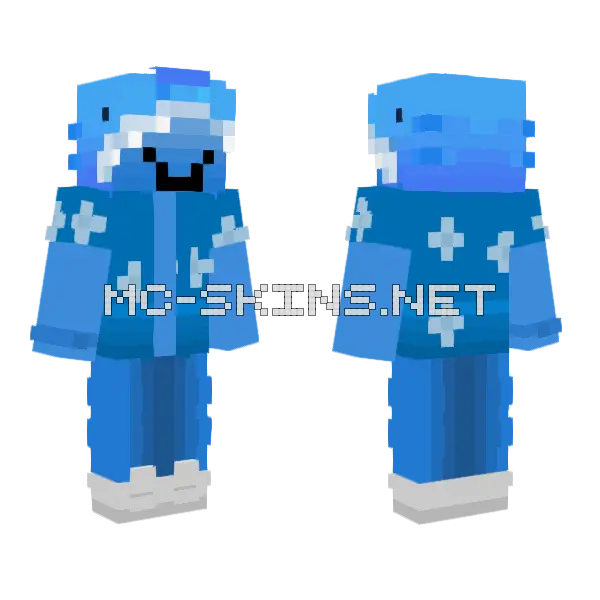 Aquatic Summer Shark Minecraft skin, front and back
