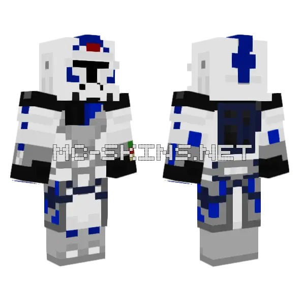 Arc Trooper Fives Without Fin Minecraft skin, front and back