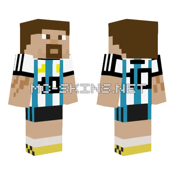 Argentina Home Kit 10 Lionel Messi Minecraft skin, front and back