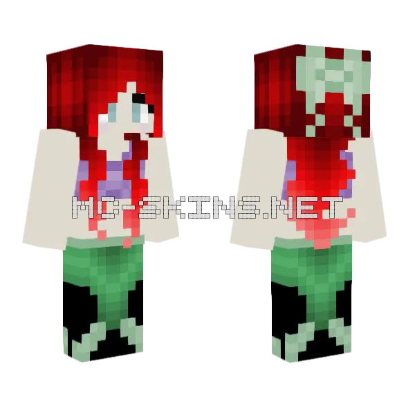 Ariel Disney Minecraft skin, front and back