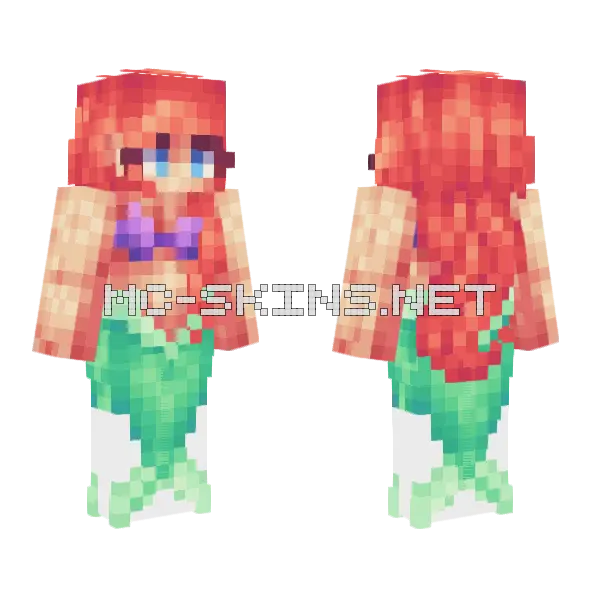 Ariel The Little Mermaid Minecraft skin, front and back