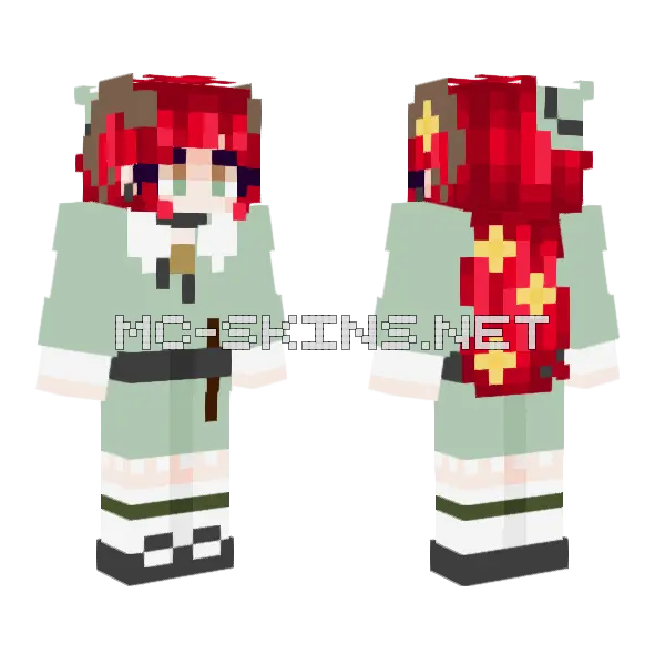 Aries Red Hair Minecraft skin, front and back