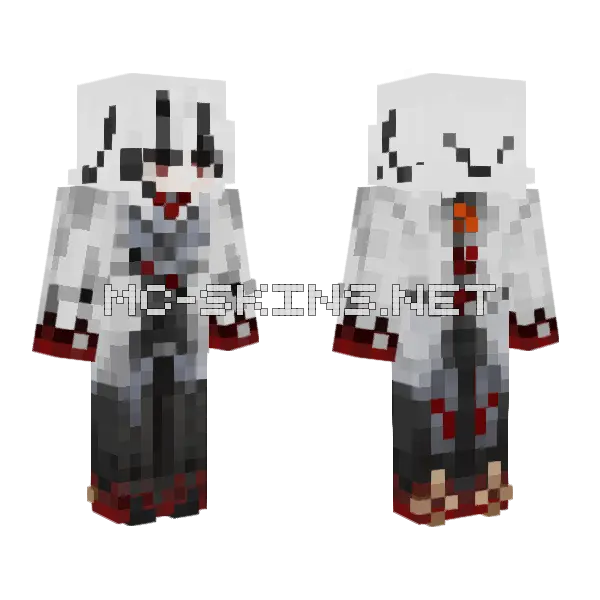 Arlecchino Genshin Minecraft skin, front and back