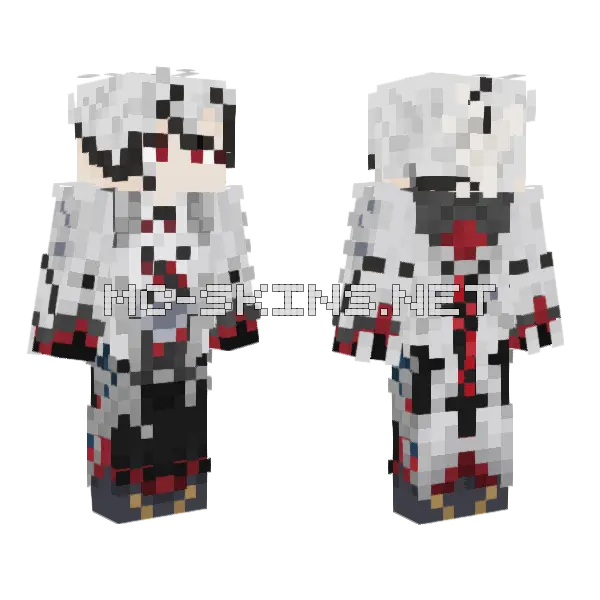 Arlecchino Genshin Impact Minecraft skin, front and back
