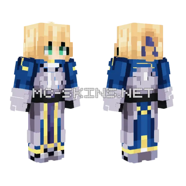 Artoria Pendragon Saber Minecraft skin, front and back