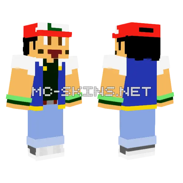 Ash Ketchum Minecraft skin, front and back
