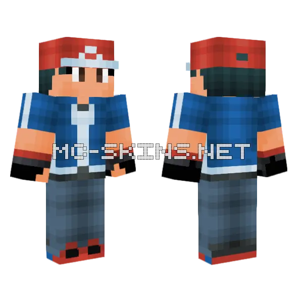Ash Ketchum Minecraft skin, front and back