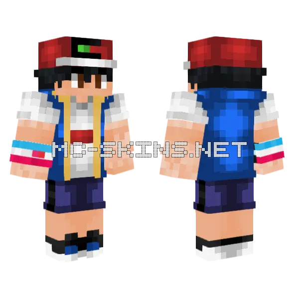 Ash Pokemon Journeys Dynamax Band Minecraft skin, front and back