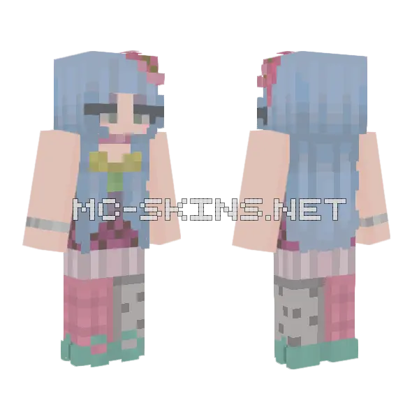 Ashnikko Blue Hair Minecraft skin, front and back
