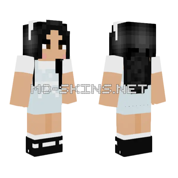 Asian Y2K Dress Girl Minecraft skin, front and back